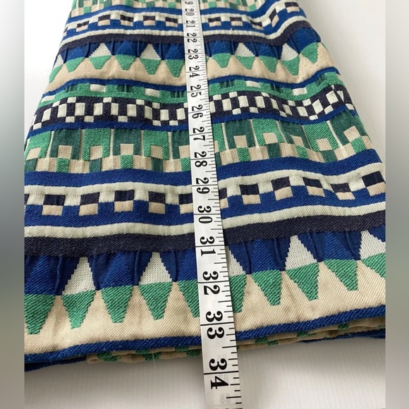 Gorman Women’s Shift Dress Blue Green Beige Aztec Short Puff Sleeve Size S 8 - Picture 12 of 12